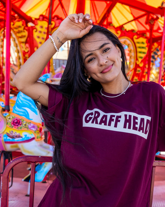 GRAFF HEAD Box Logo T-Shirt (burgundy/white)