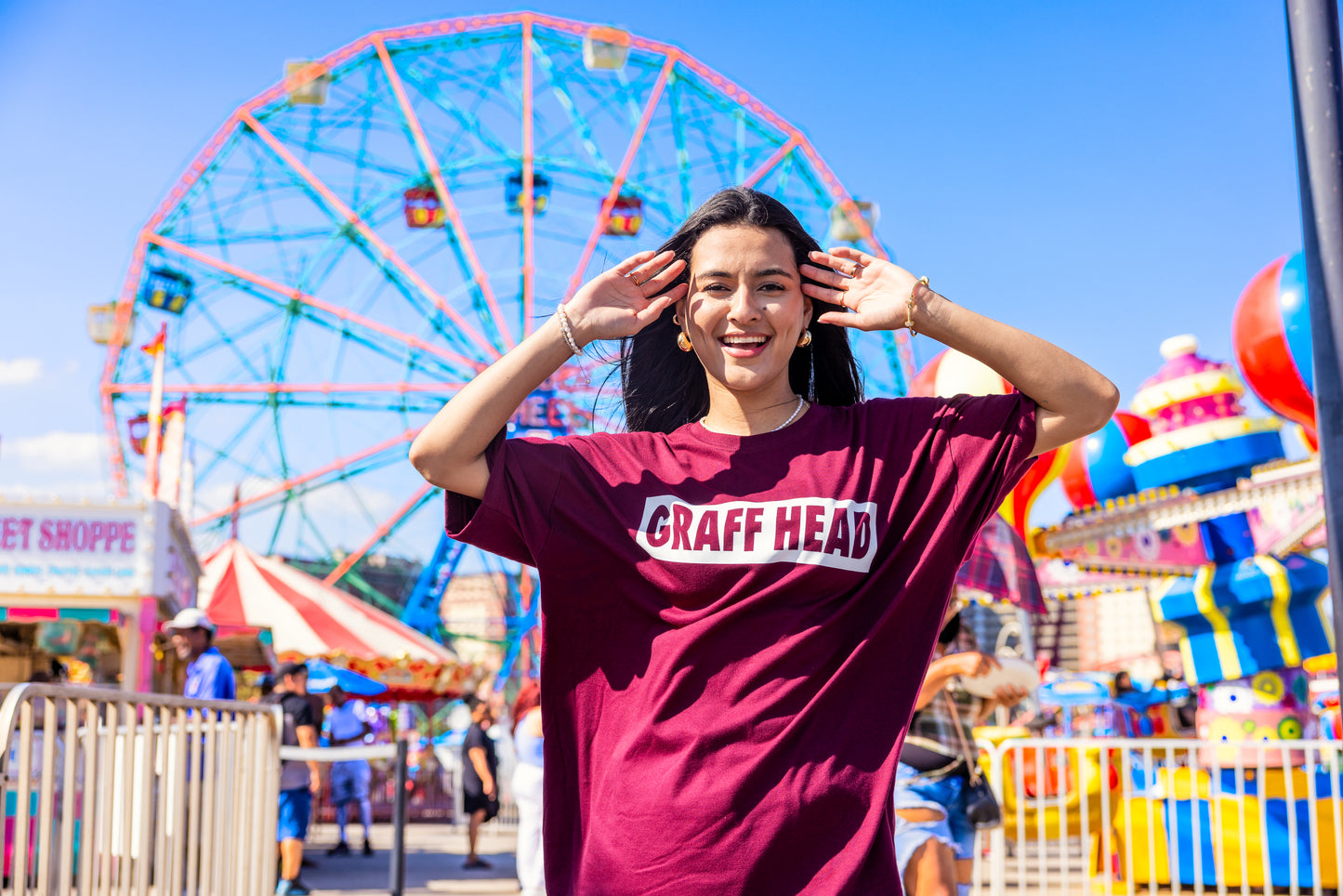 GRAFF HEAD Box Logo T-Shirt (burgundy/white)